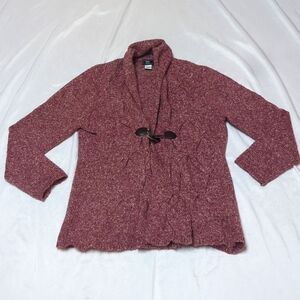 Lark Lane Mauve Red Textured Toggle Close  Heavy Weight Cardigan